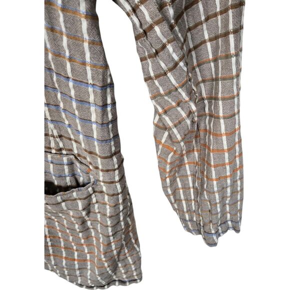 Free People Oversized Plaid Blazer Jacket Taupe Women's Size M - Picture 4 of 11